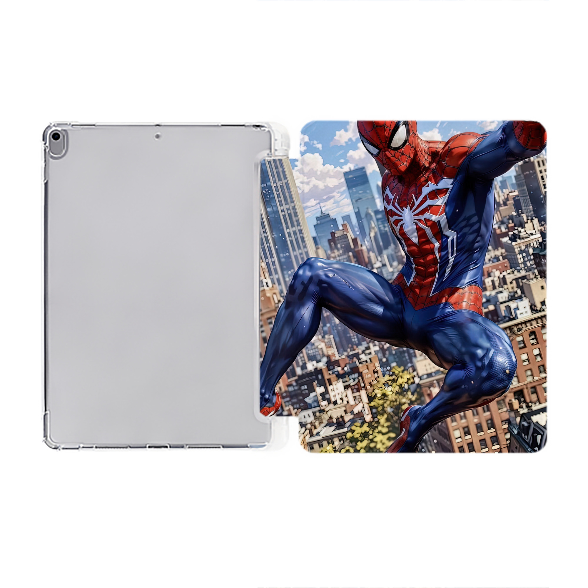 （画像用） Spider Man スパイダーマン IPad ケース ペン収納付き 三つ折りスタンド PUレザー×シリコン 対応機種9.5/10.5/10.9インチ